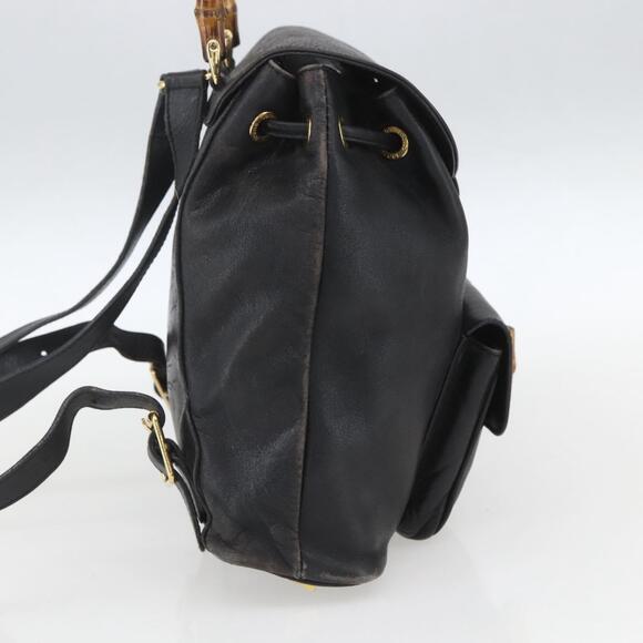 GUCCI Bamboo Backpack Leather Black Gold 003 1956 0030 Auth ka1325 main image 5